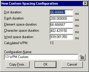 The New Custom Spacing Configuration Window